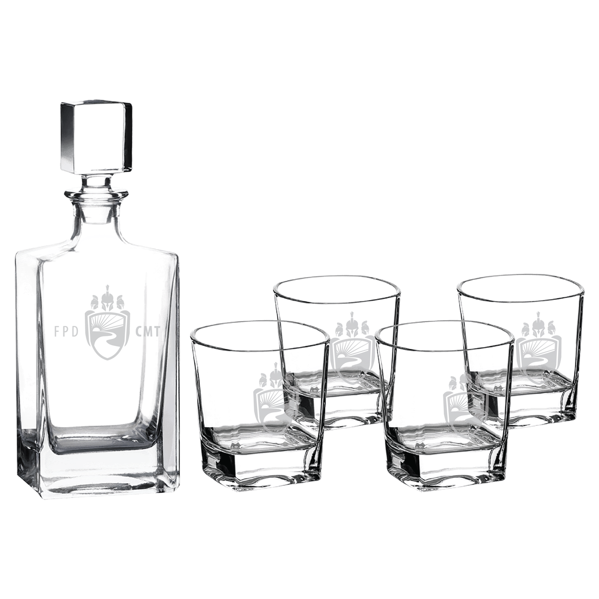 CMT Polar Camel 810mL Rectangle Glass Decanter Set with Four 8 oz. (DCS351S)