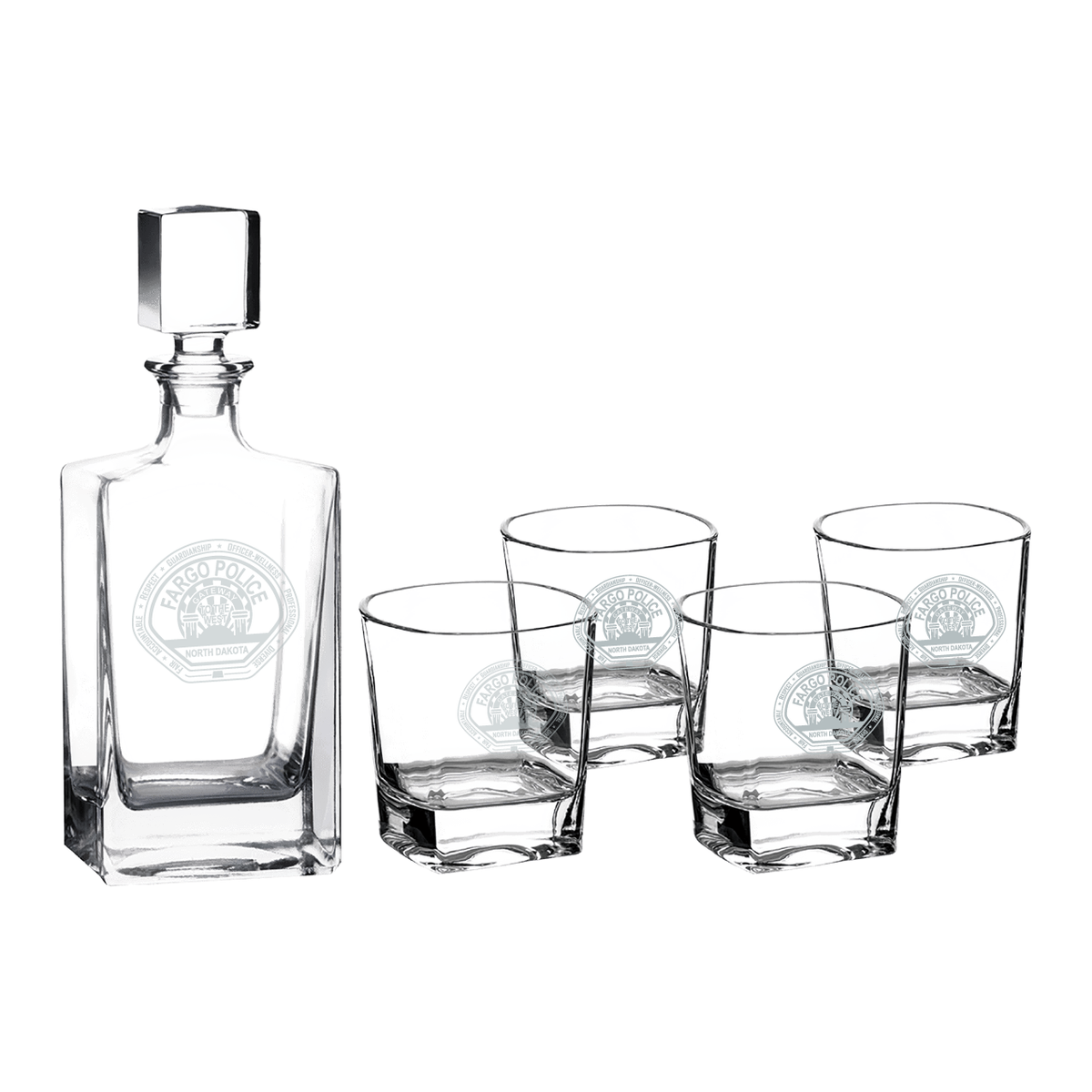 FPD Polar Camel 810mL Rectangle Glass Decanter Set with Four 8 oz. (DCS351S)