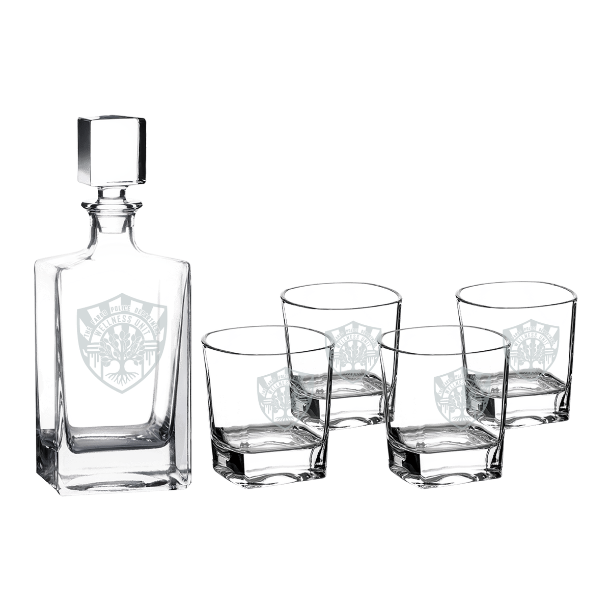 FPD WU Polar Camel 810mL Rectangle Glass Decanter Set with Four 8 oz. (DCS351S)
