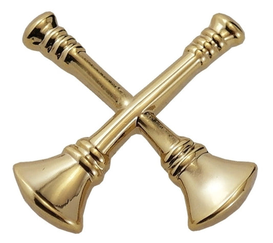 FFD Captain, 2 Crossed Bugles, 2 Posts & Clutch, Pairs, 15/16" High (4445)