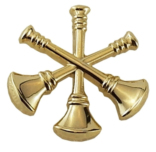 FFD Asst Chief, 3 Bugles, 2 Posts & Clutch Backs, Pairs, 3/4" High (4446)