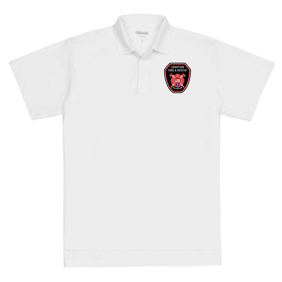 Christine Fire Department Blauer White Performance Polo (8126)