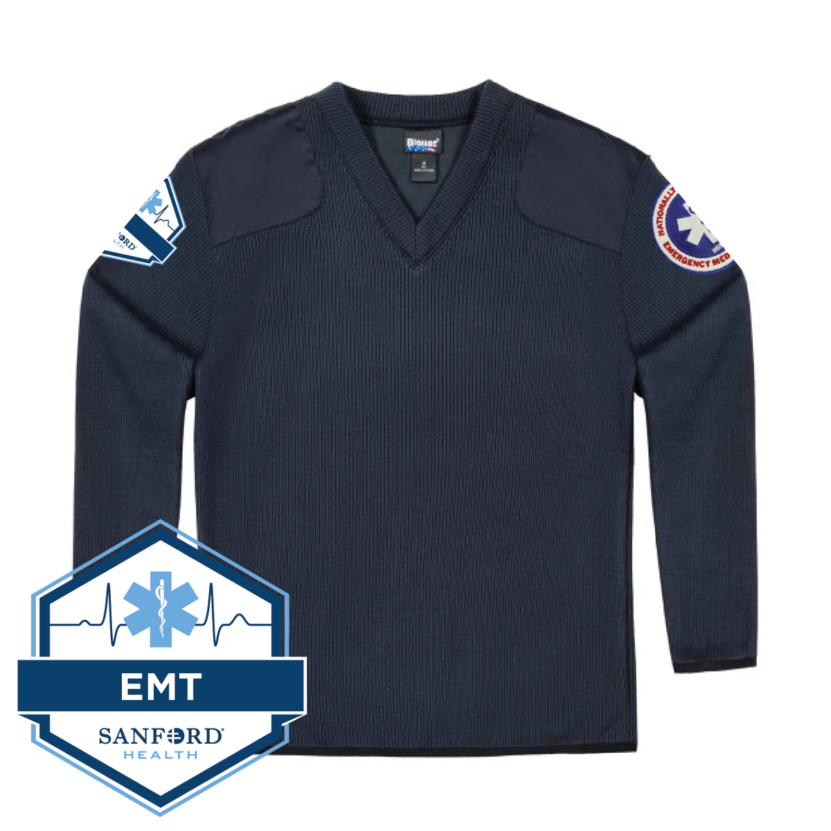 FM EMT Blauer Men's Fleece-Lined V-Neck Sweater (225)