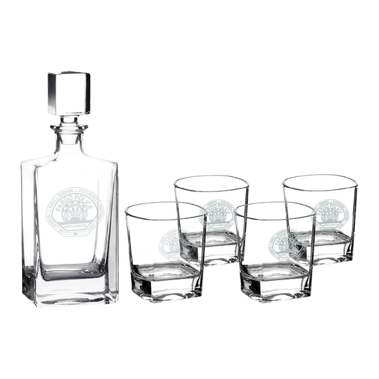 FPD Polar Camel 810mL Rectangle Glass Decanter Set with Four 8 oz. (DCS351S)