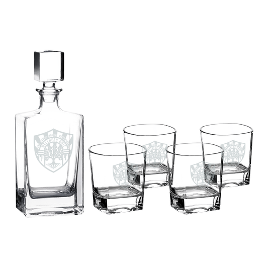 FPD WU Polar Camel 810mL Rectangle Glass Decanter Set with Four 8 oz. (DCS351S)
