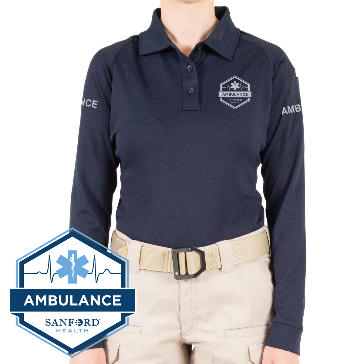 FM AMBULANCE First Tactical Women's Performance Long Sleeve Polo (121503)