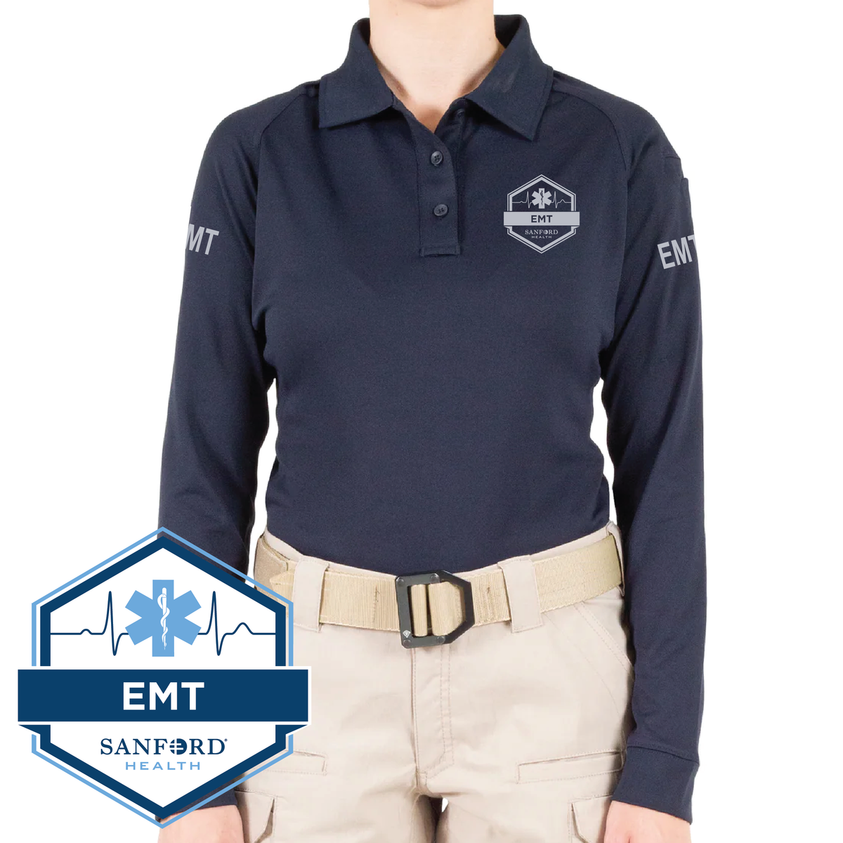 FM AEMT First Tactical Women's Performance Long Sleeve Polo (121503)